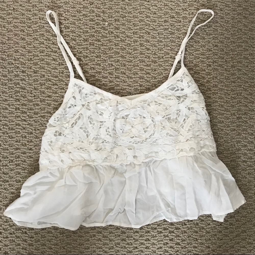 LF White Lace Tank Small